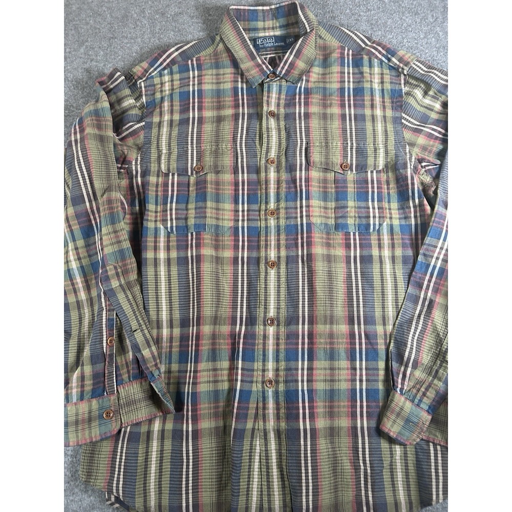 Polo Ralph Lauren Men's XL Multicolor Plaid Check Long Sleeve Button Up‎ Shirt